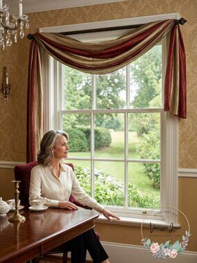 ACHIM Home Ombre Window Curtain Scarf, 50x144 Burgundy